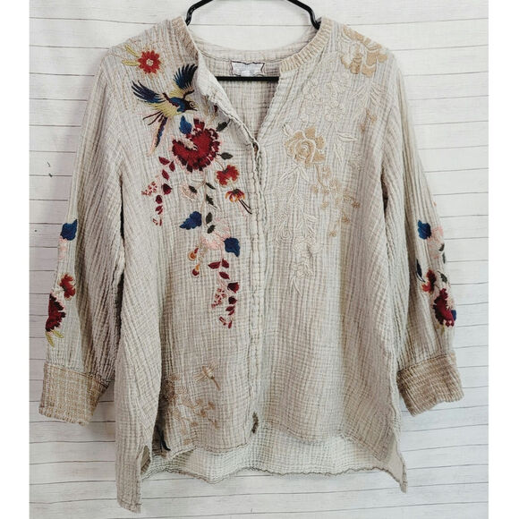 Johnny Was Workshop Voyager Tunic in Stripe, sz Large - Picture 1 of 14